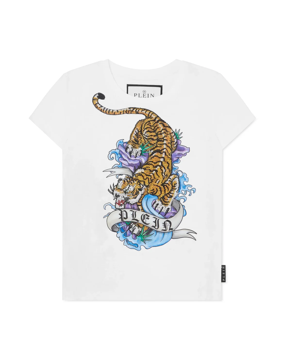 T-Shirt Round Neck with Crystals Tattoo, цвет: Белый