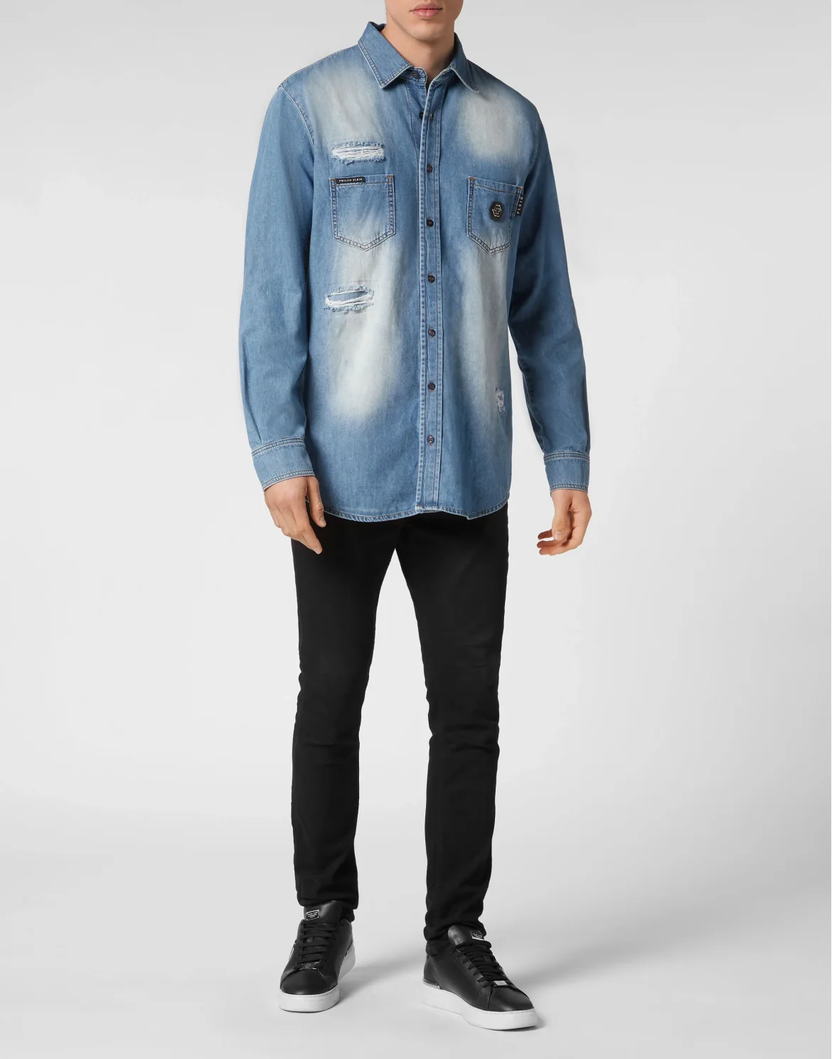 Denim Shirt Crystal Skull, цвет: Синий