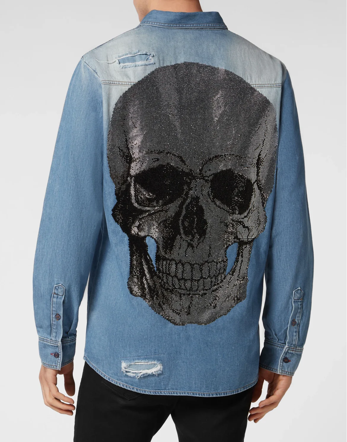 Denim Shirt Crystal Skull, цвет: Синий