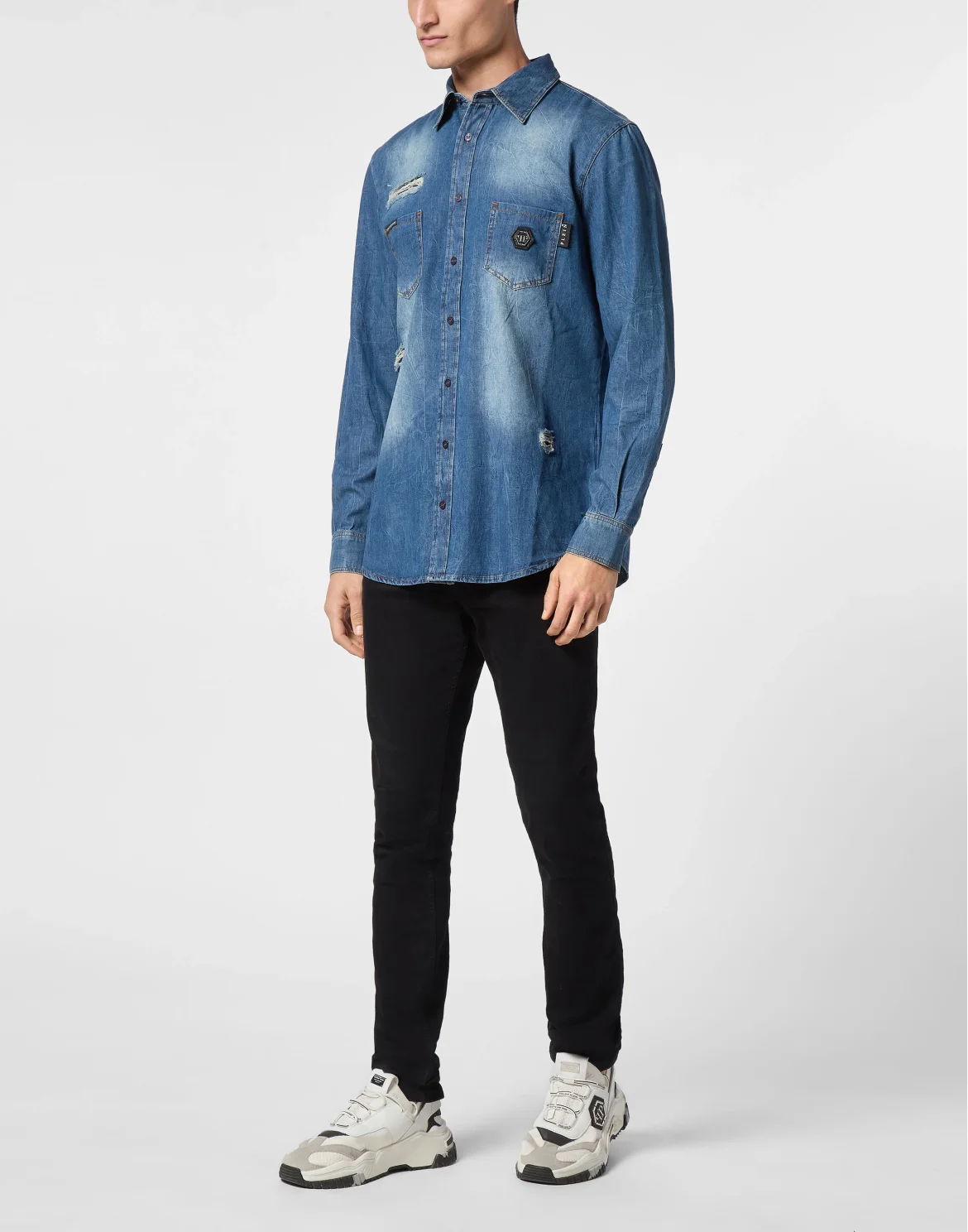 Denim Shirt Crystal Skull, цвет: Синий