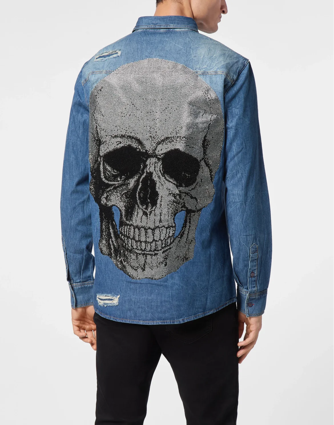 Denim Shirt Crystal Skull, цвет: Синий