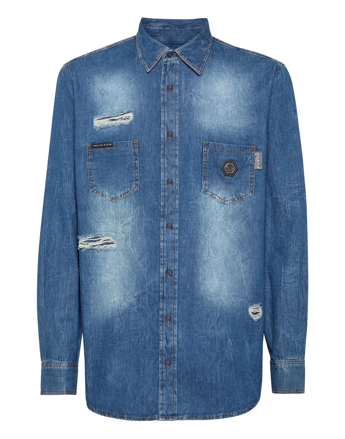 Denim Shirt Crystal Skull, цвет: Синий