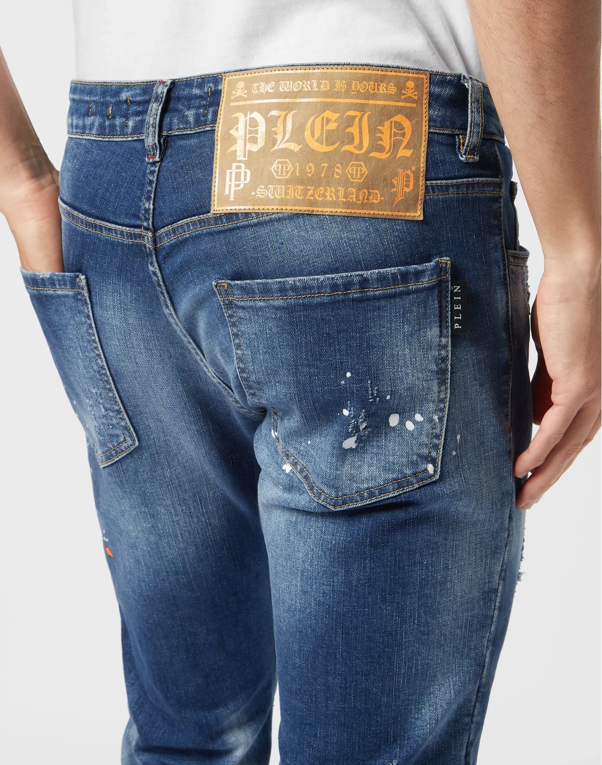 Denim Trousers Super Straight Cut Lion Circus, цвет: Оранжевый