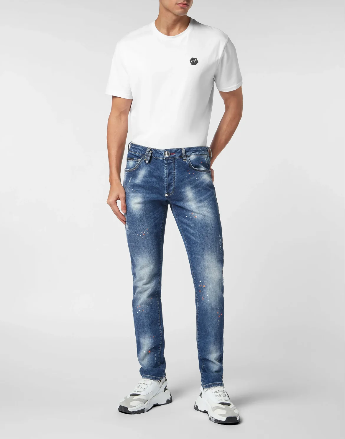 Denim Trousers Super Straight Cut Lion Circus, цвет: Оранжевый