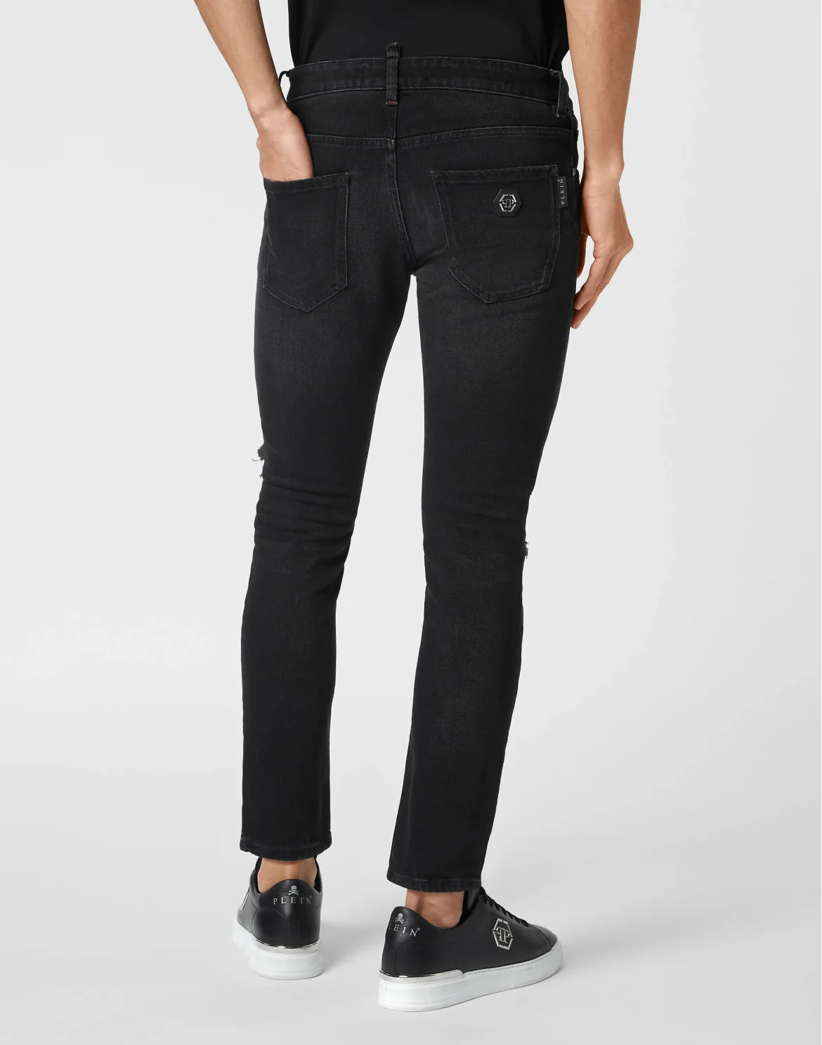 Denim Trousers Skinny Fit with Python Inserts, цвет: Серый