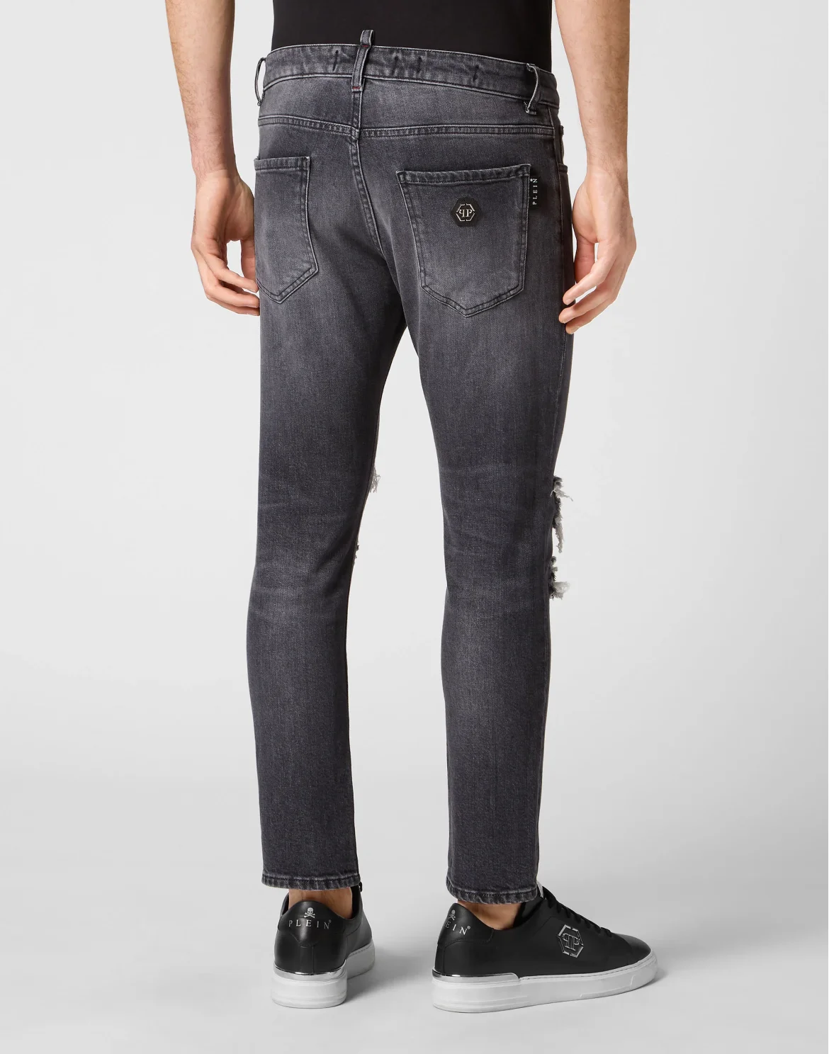 Denim Trousers Skinny Fit with Python Inserts, цвет: Серебристый