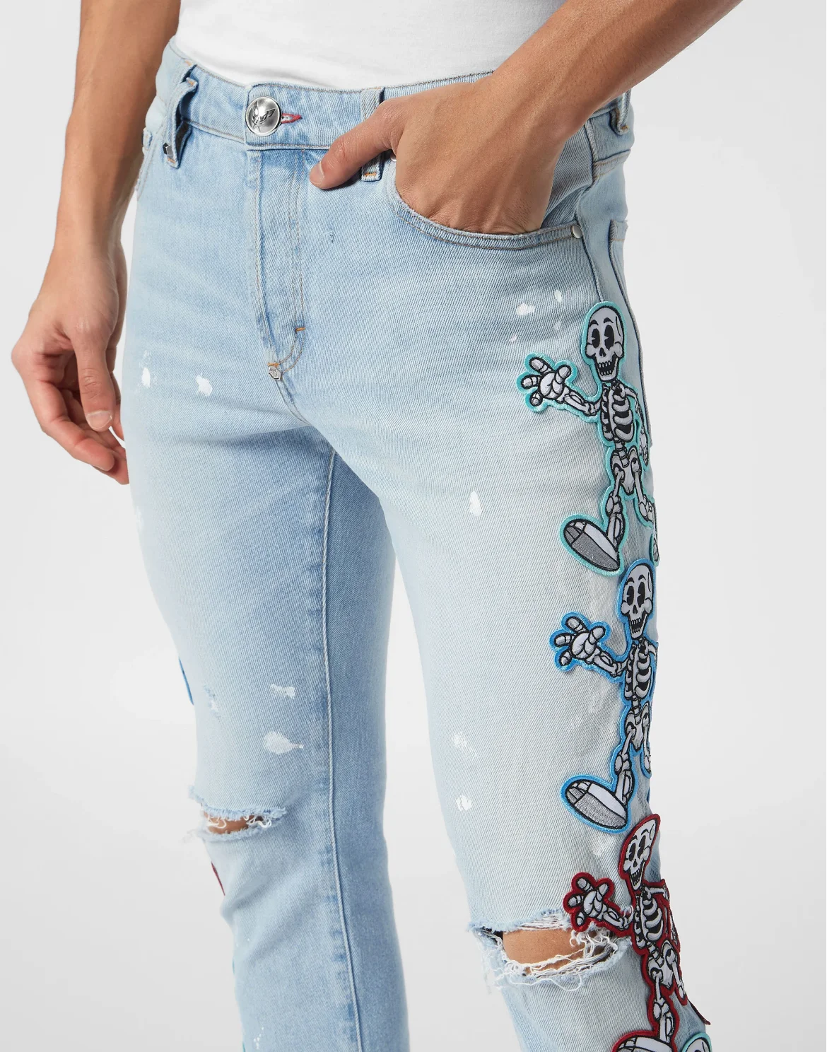 Denim Trousers Skinny Fit Skully Gang, цвет: Синий