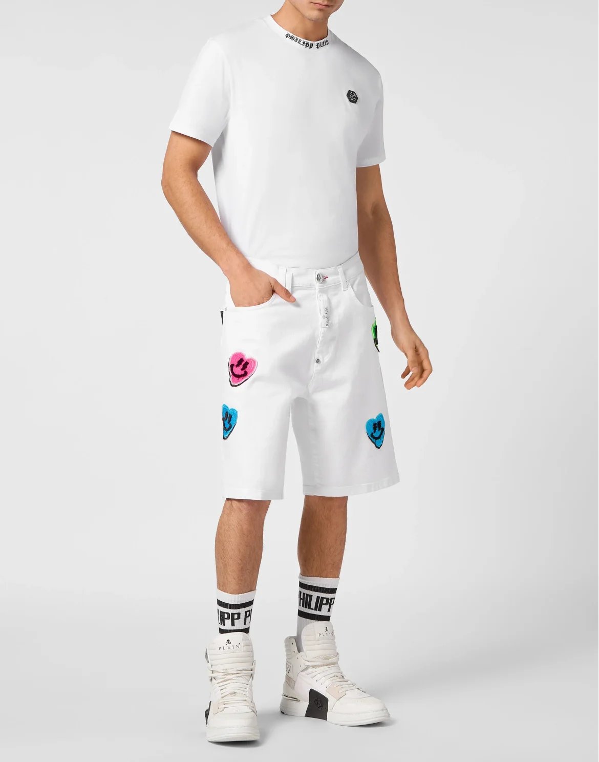 Denim Shorts Formentera Fit Smile Graffiti, цвет: Белый