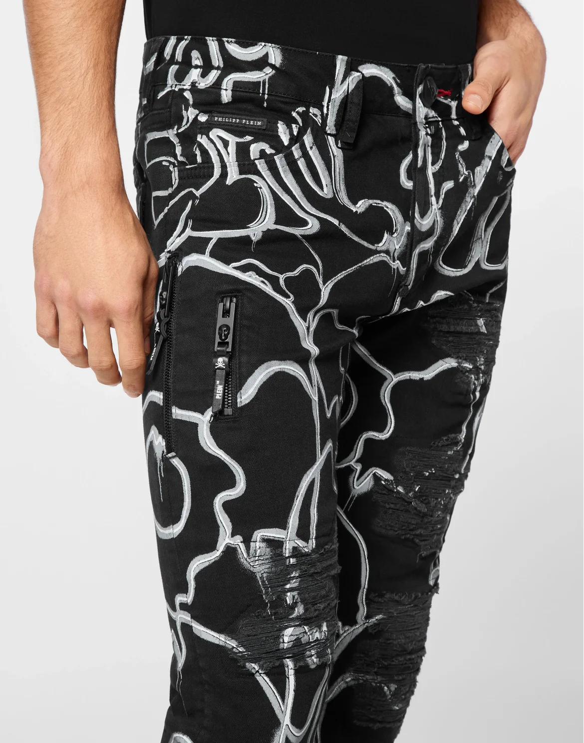 Denim Trousers Super Straight Cut Fit Skull&Bones, цвет: Черный