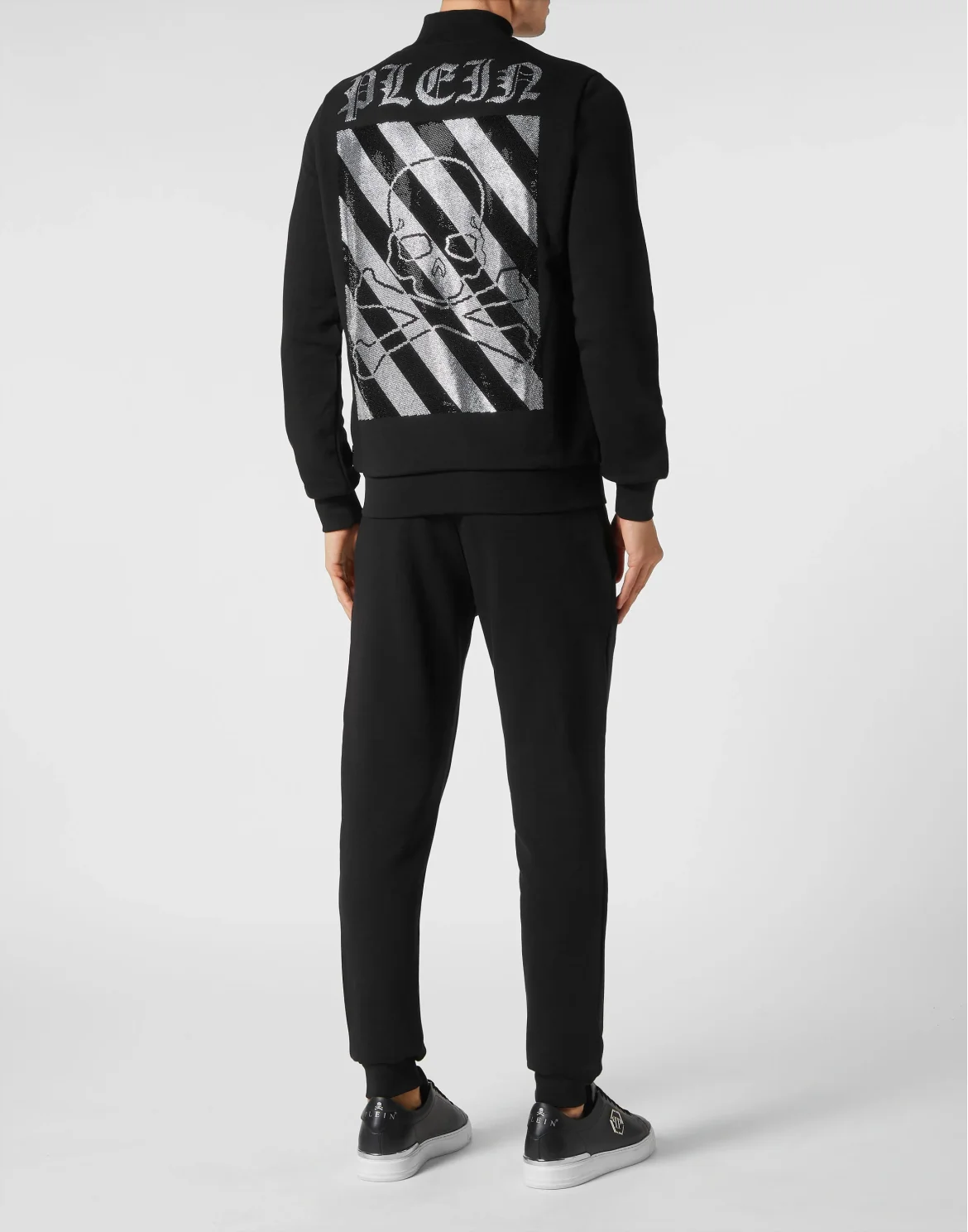 Jogging Tracksuit: Top/Trousers with Crystals Rainbow Stripes, цвет: Черный