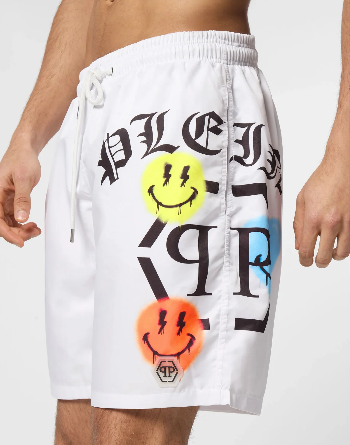 Jogging Shorts with Smile Print, цвет: Белый