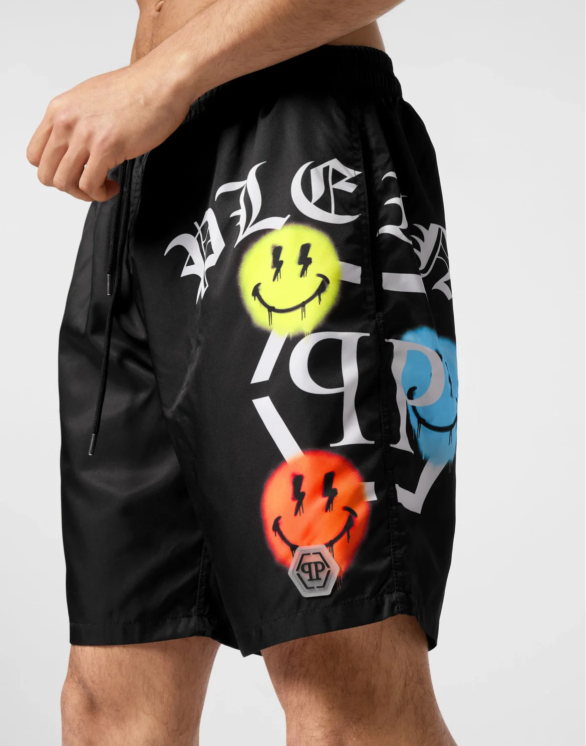 Jogging Shorts with Smile Print, цвет: Черный