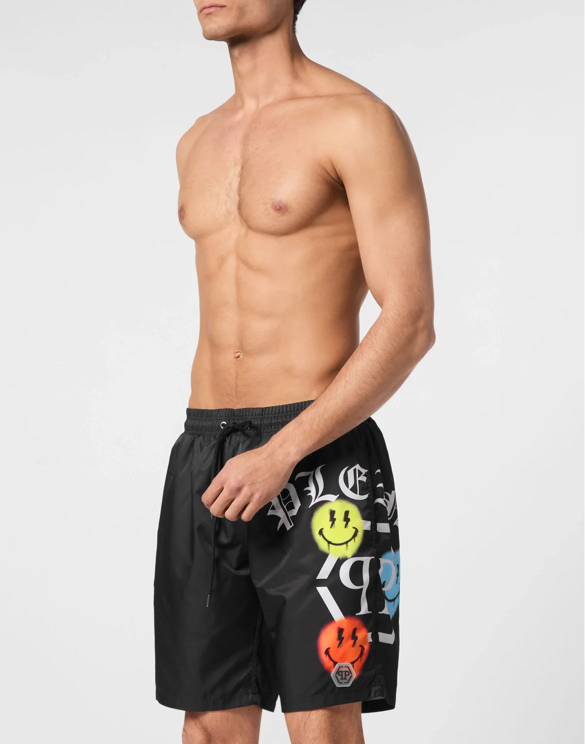 Jogging Shorts with Smile Print, цвет: Черный