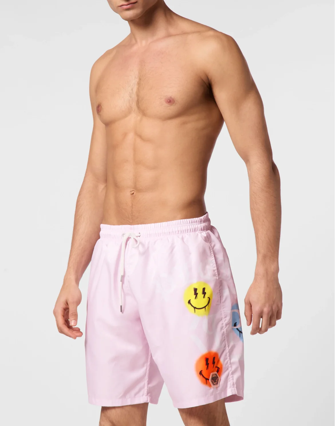 Jogging Shorts with Smile Print, цвет: Розовый