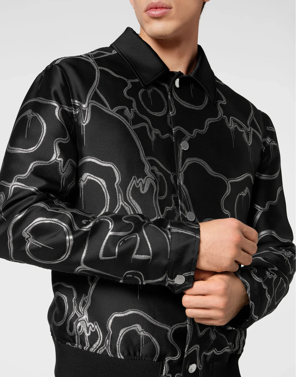 Jacquard Lurex Collared Bomber, цвет: Черный
