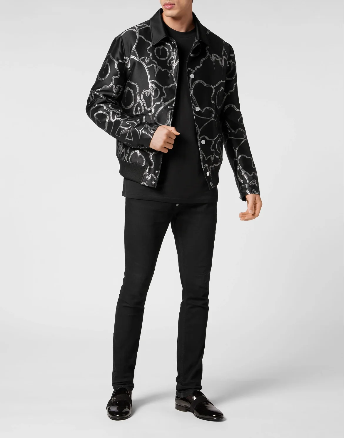 Jacquard Lurex Collared Bomber, цвет: Черный
