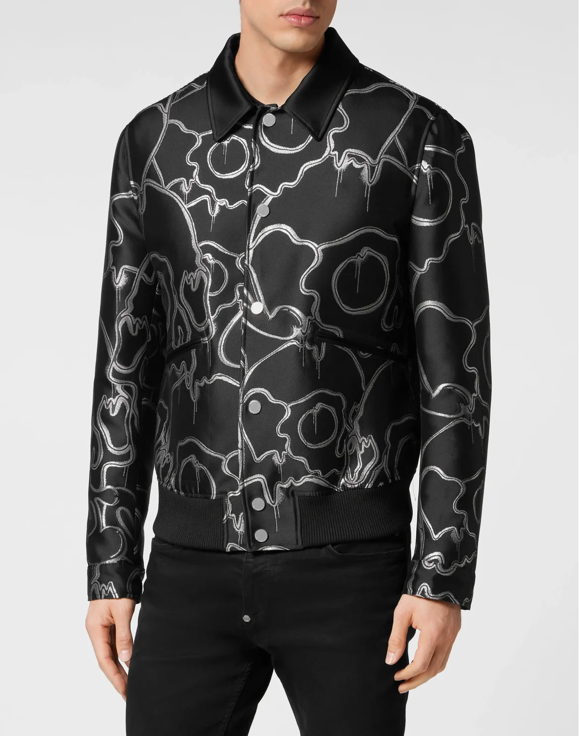 Jacquard Lurex Collared Bomber, цвет: Черный