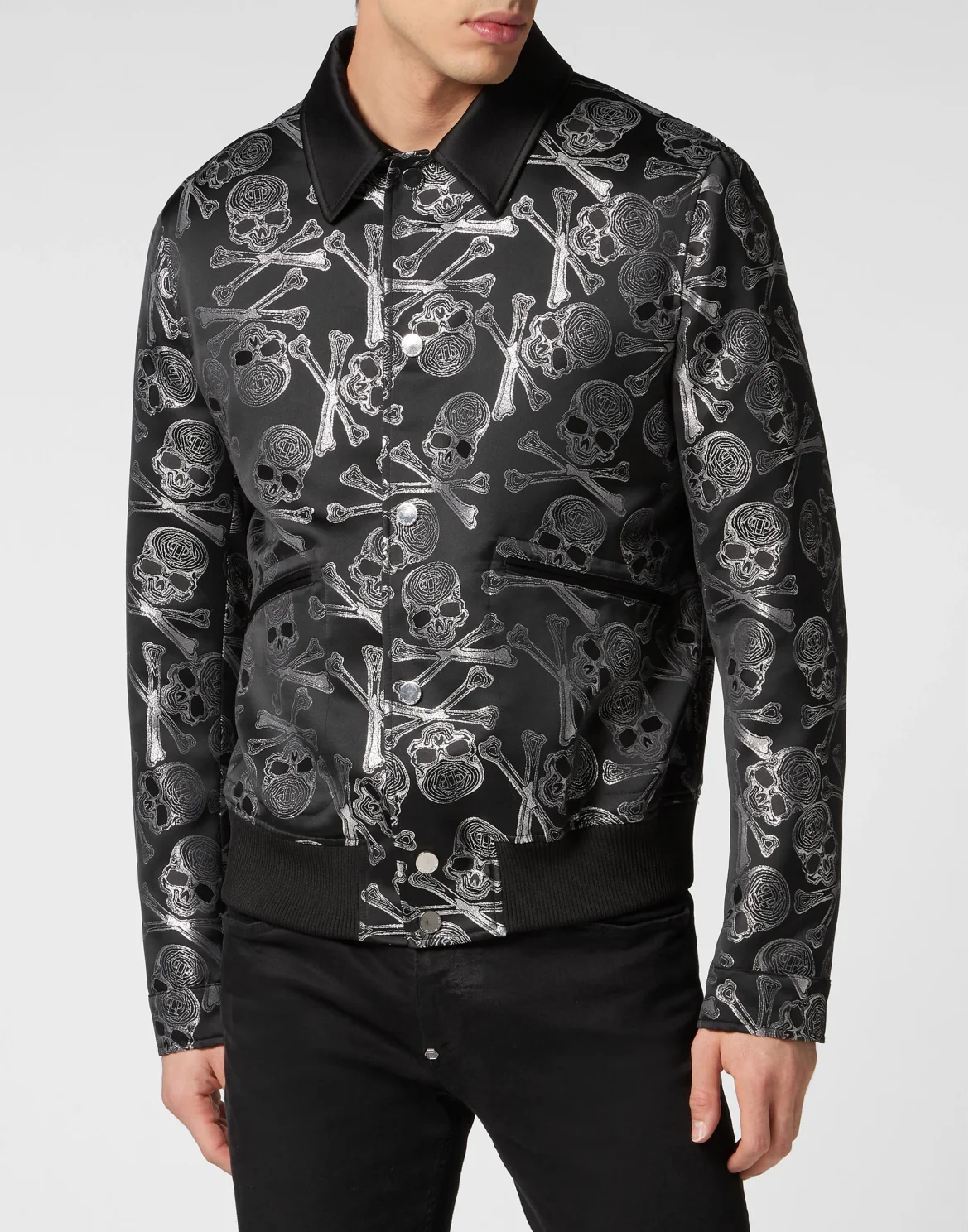 Jacquard Collared Bomber, цвет: Черный