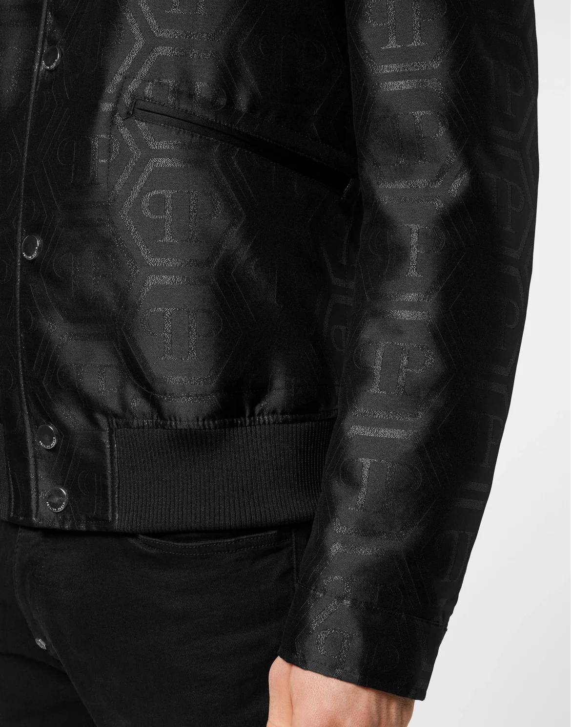 Jacquard Collared Bomber Hexagon, цвет: Черный