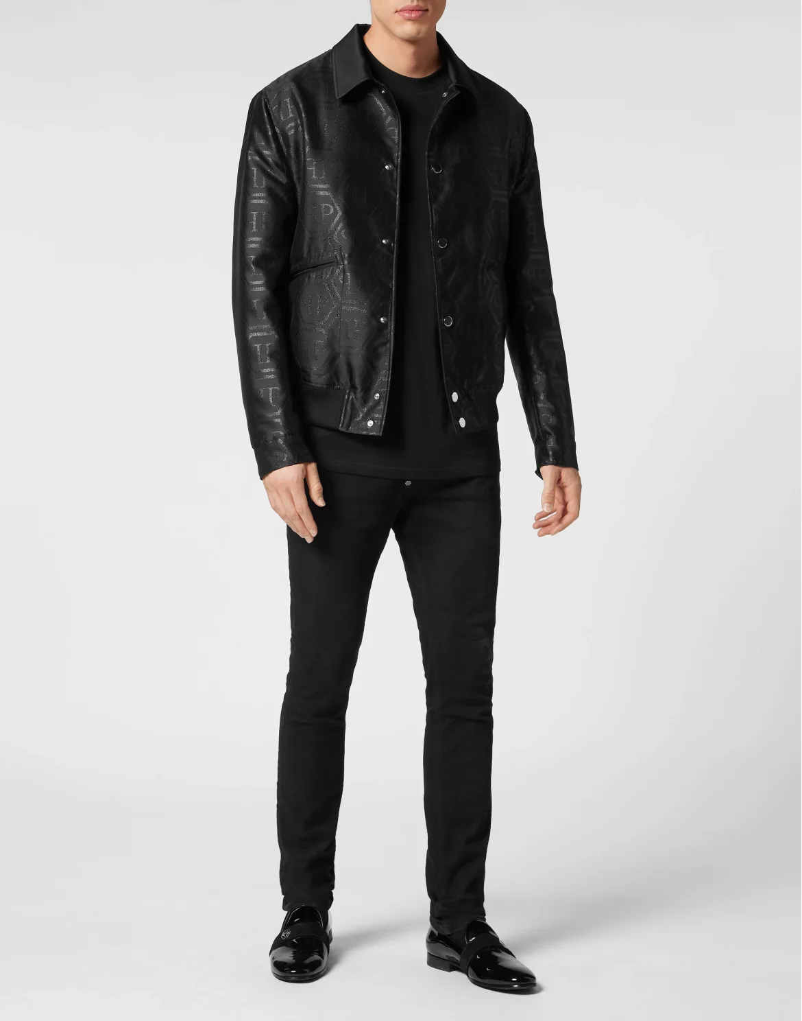 Jacquard Collared Bomber Hexagon, цвет: Черный