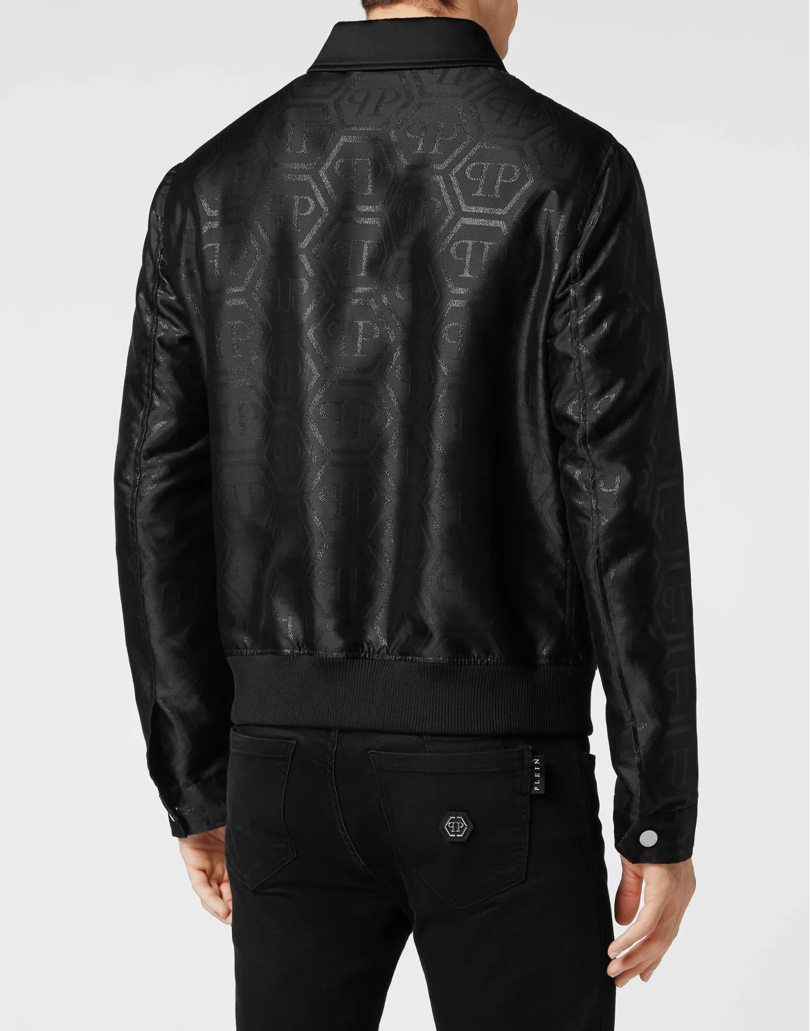 Jacquard Collared Bomber Hexagon, цвет: Черный