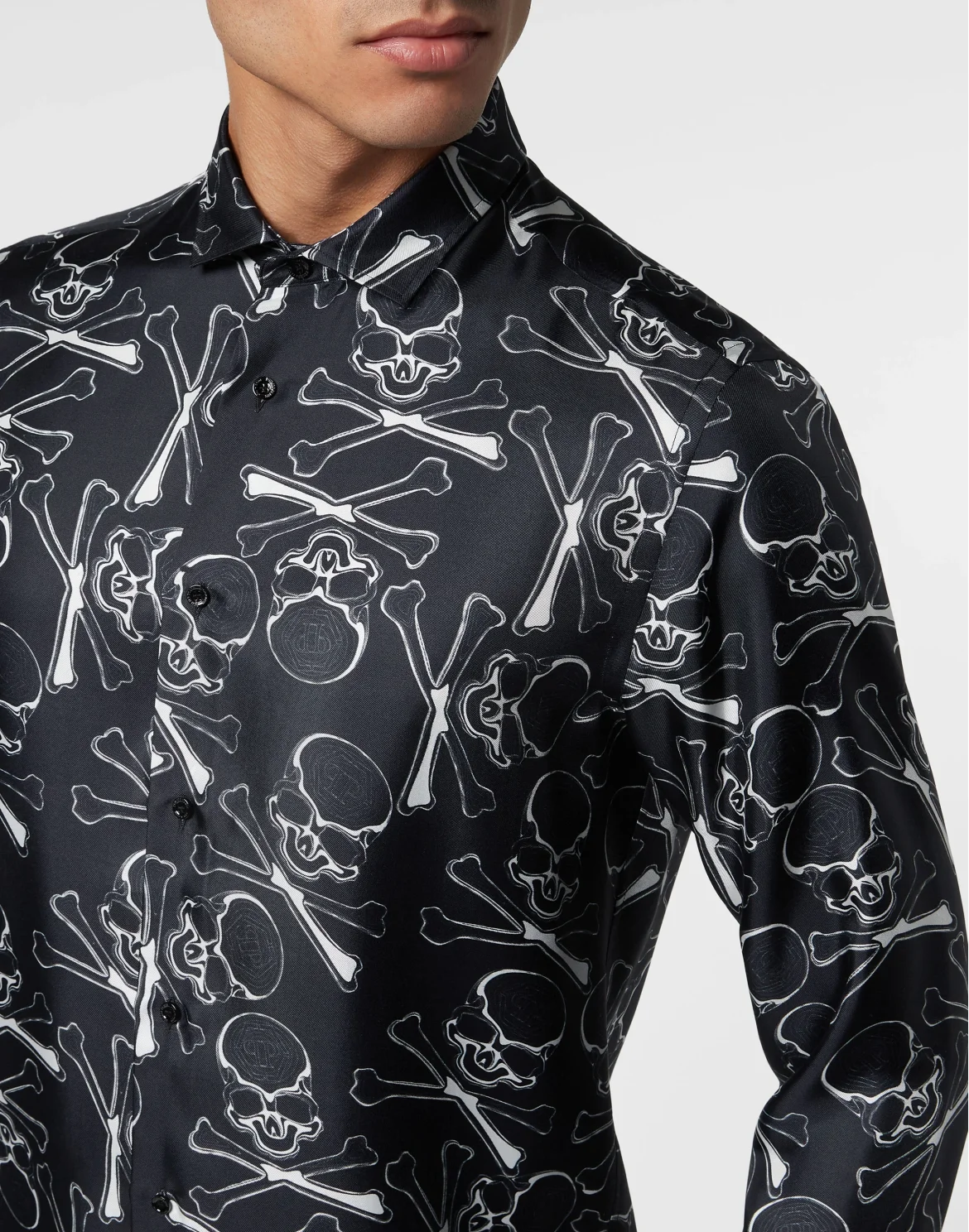 Silk Dandy Shirt Skull&Bones, цвет: Черный