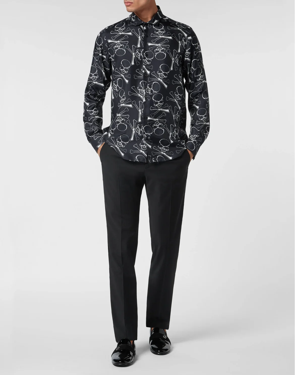 Silk Dandy Shirt Skull&Bones, цвет: Черный