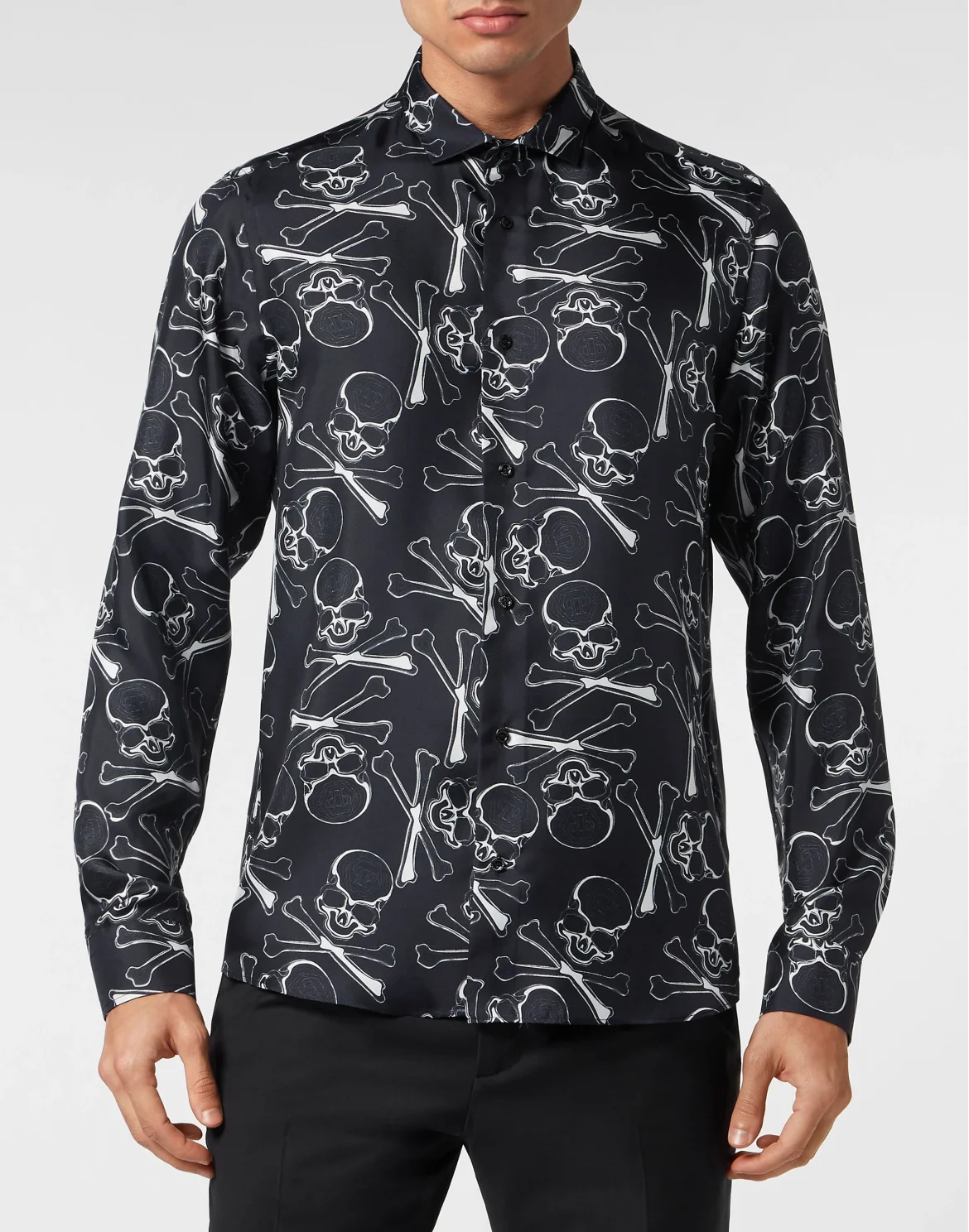 Silk Dandy Shirt Skull&Bones, цвет: Черный