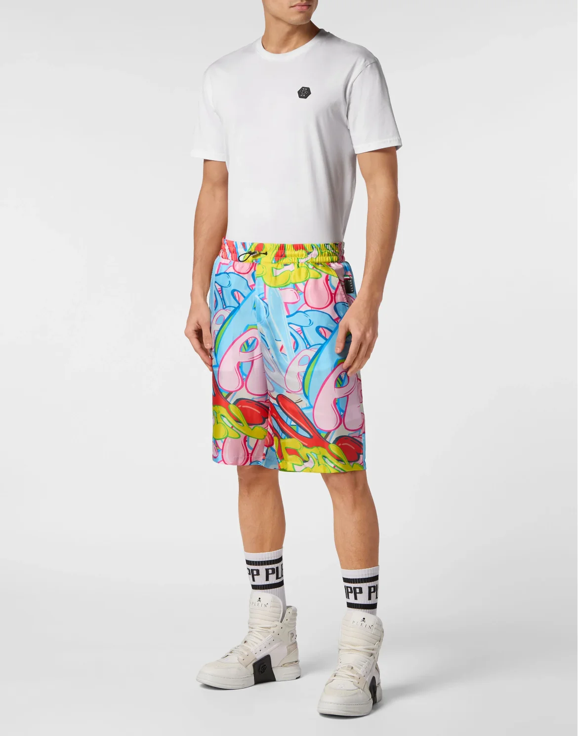 Silk Short Trousers Bombing Graffiti, цвет: Мультиколор