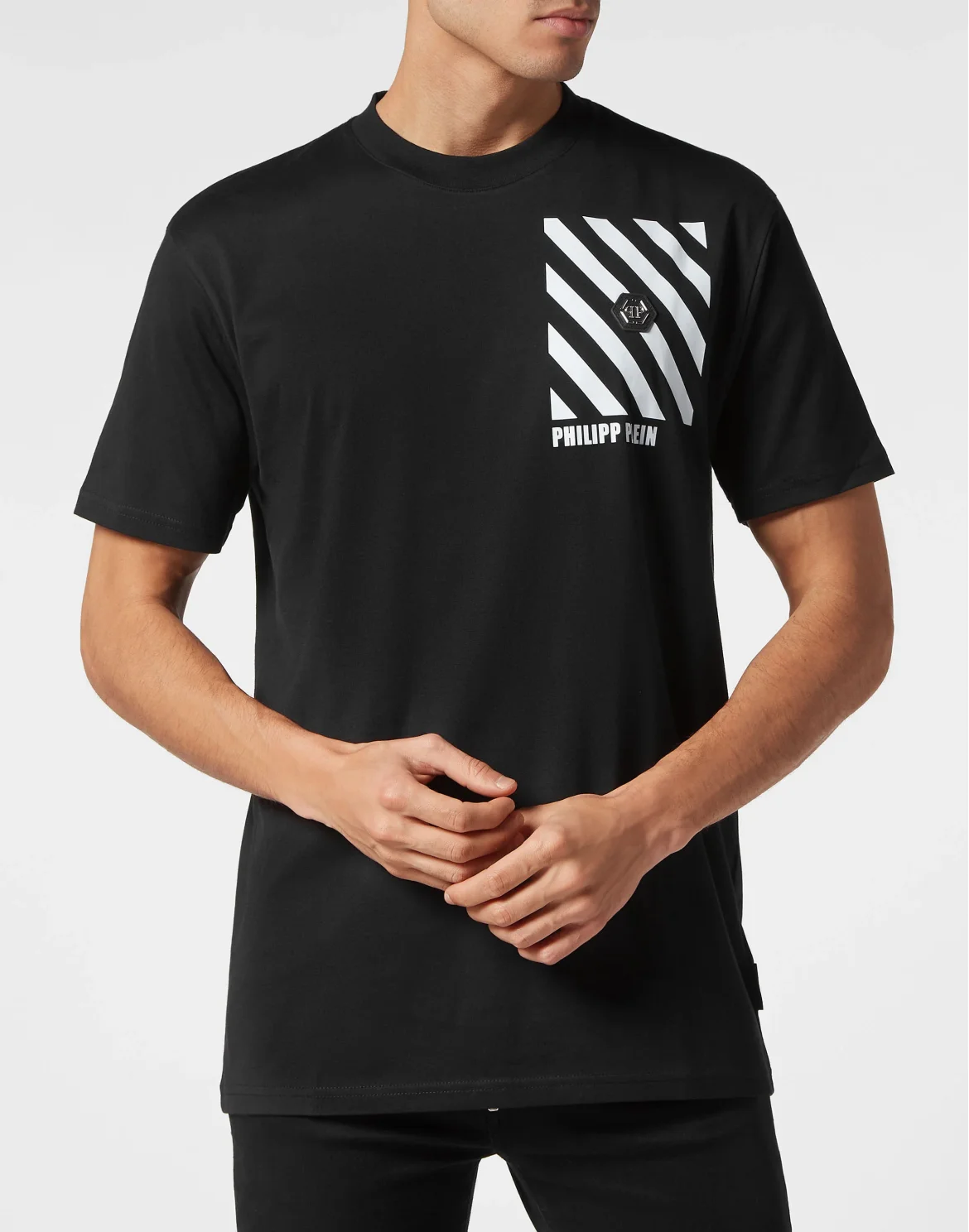 T-shirt Round Neck SS Rainbow Stripes, цвет: Черный
