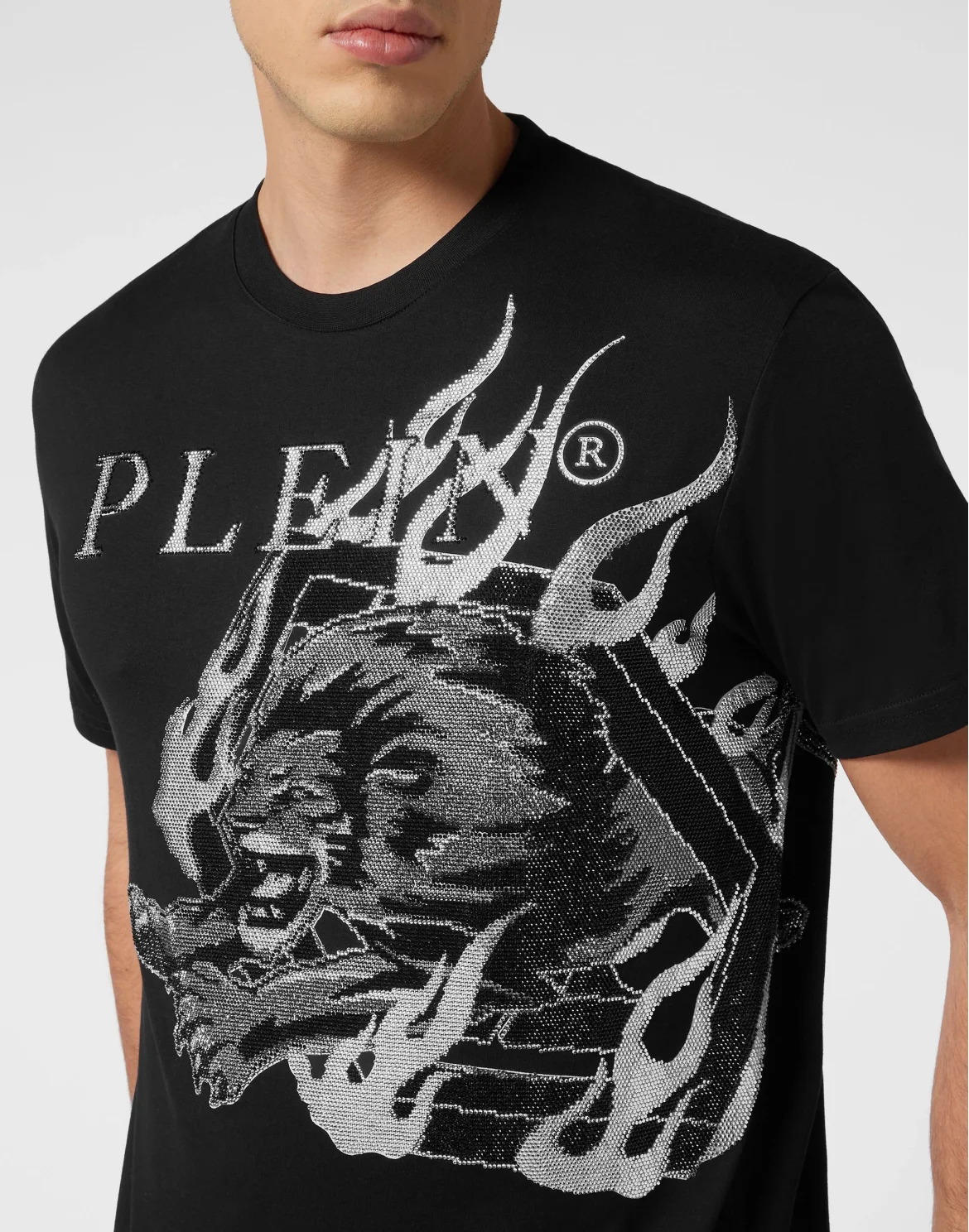 T-shirt Round Neck SS with crystals Lion Circus, цвет: Черный
