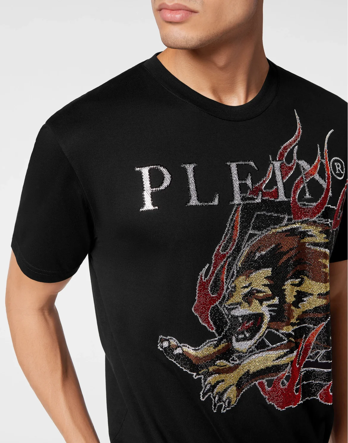 T-shirt Round Neck SS with crystals Lion Circus, цвет: Черный