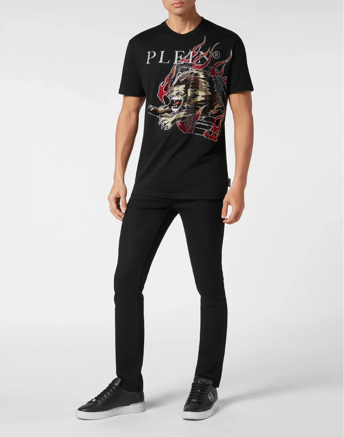 T-shirt Round Neck SS with crystals Lion Circus, цвет: Черный