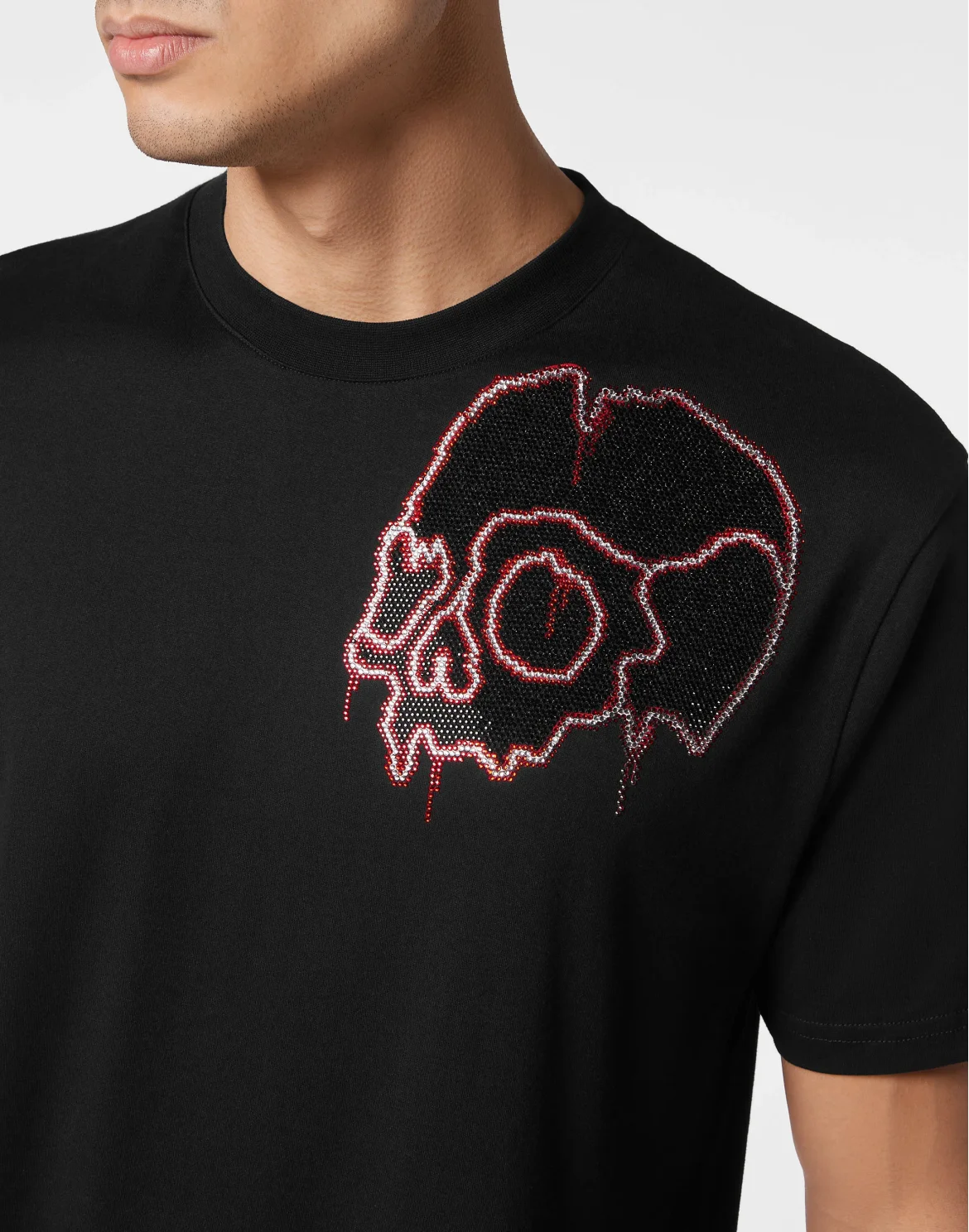 T-shirt Round Neck SS with crystals Dripping Skull, цвет: Черный