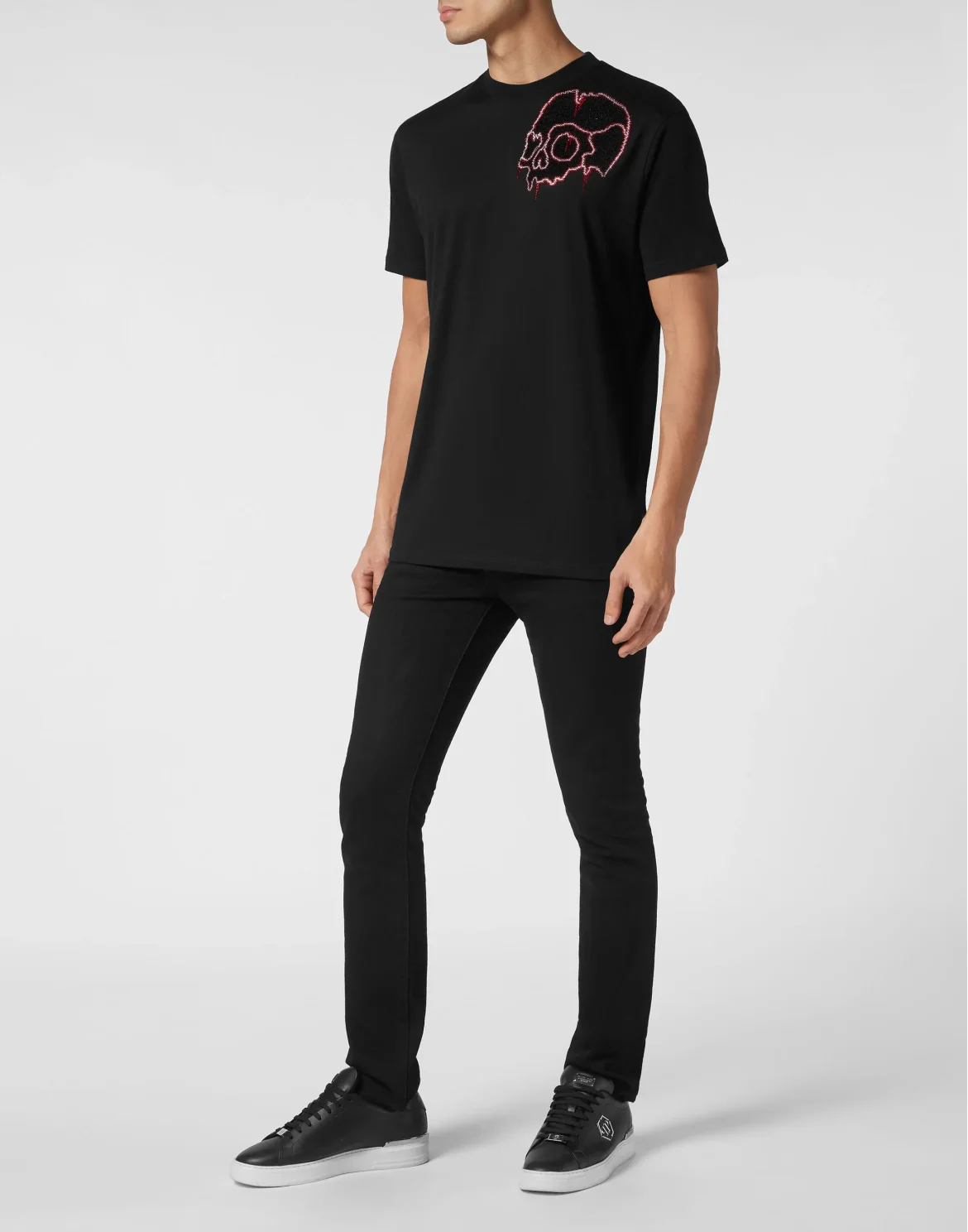 T-shirt Round Neck SS with crystals Dripping Skull, цвет: Черный