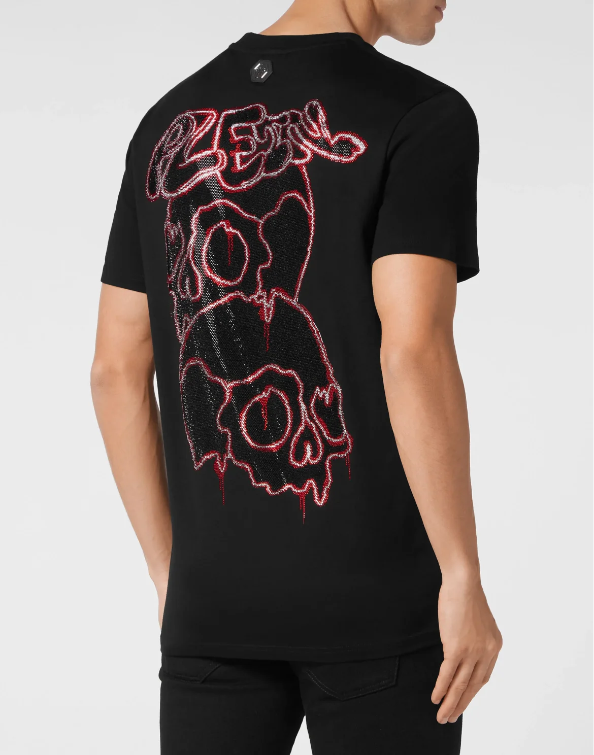 T-shirt Round Neck SS with crystals Dripping Skull, цвет: Черный