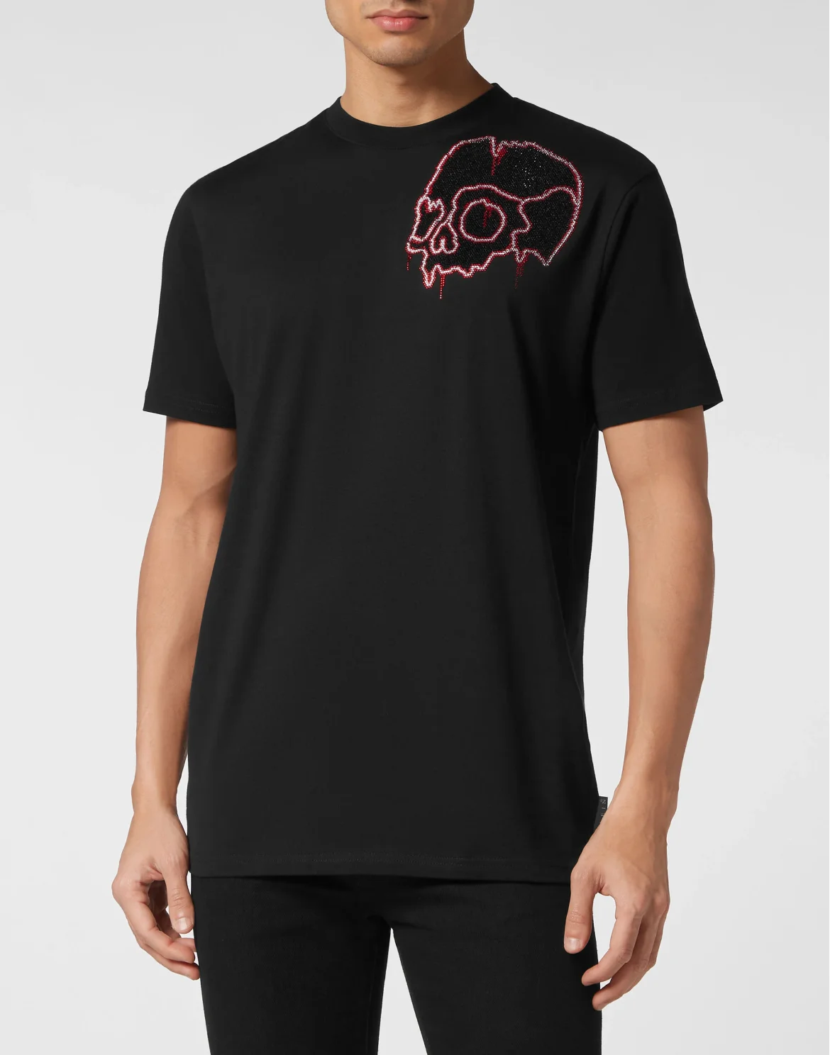 T-shirt Round Neck SS with crystals Dripping Skull, цвет: Черный