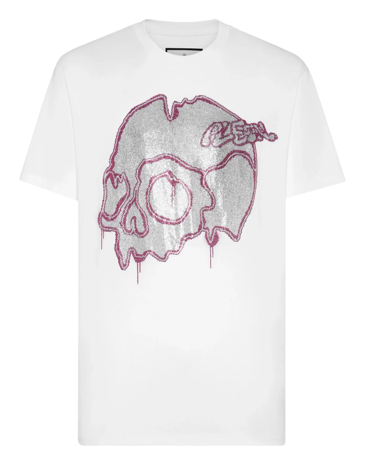 T-shirt Round Neck SS with crystals Dripping Skull, цвет: Белый