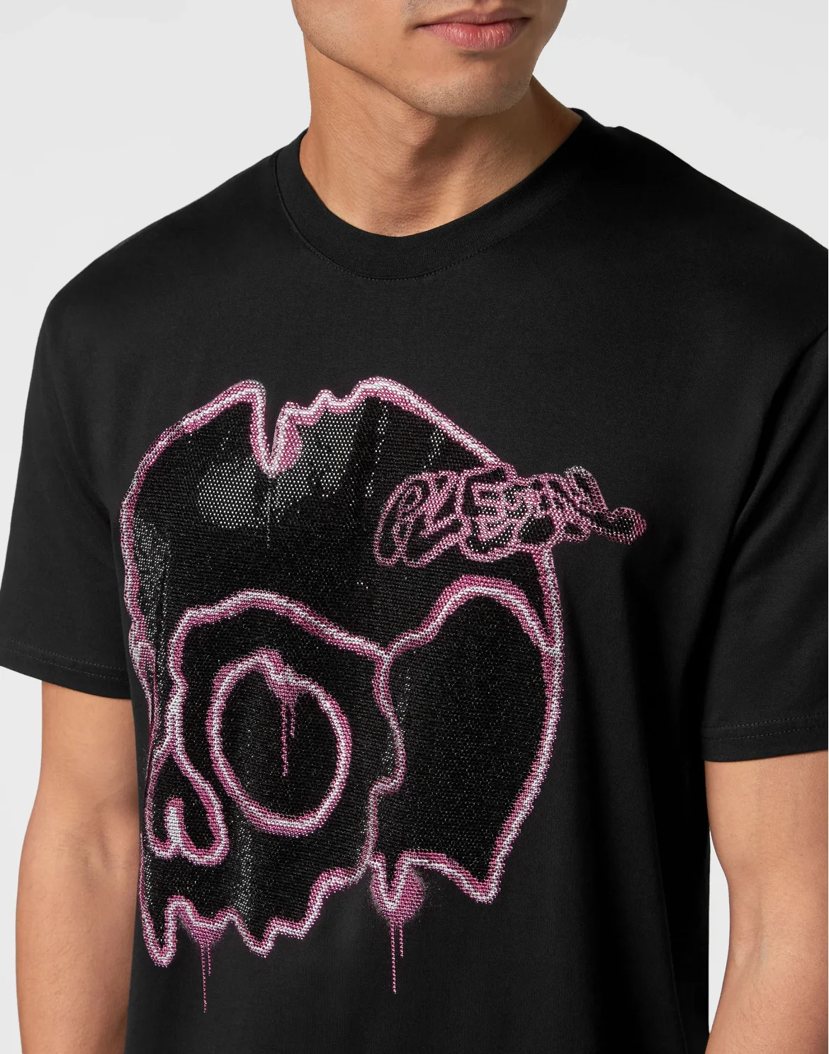 T-shirt Round Neck SS with crystals Dripping Skull, цвет: Черный
