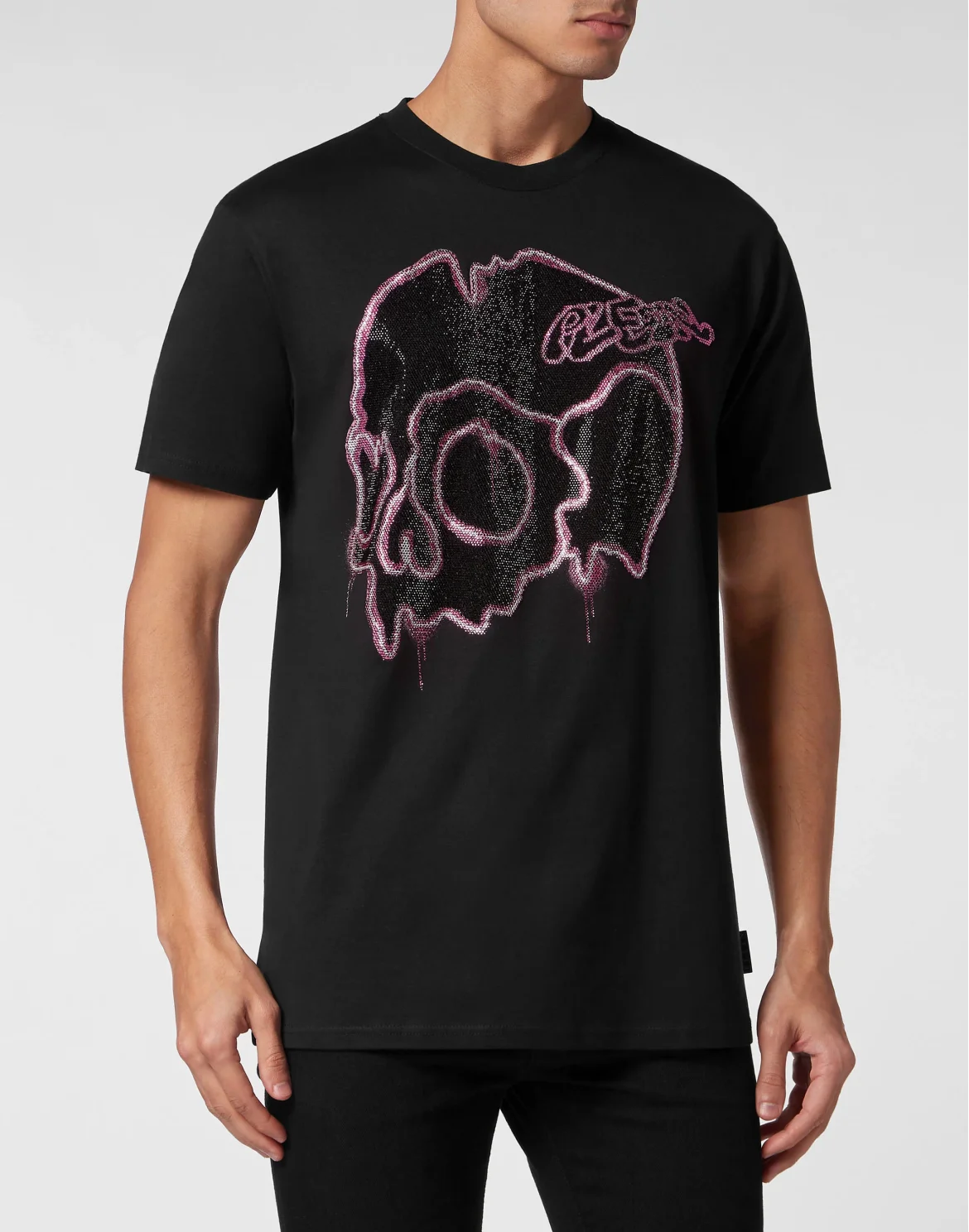 T-shirt Round Neck SS with crystals Dripping Skull, цвет: Черный