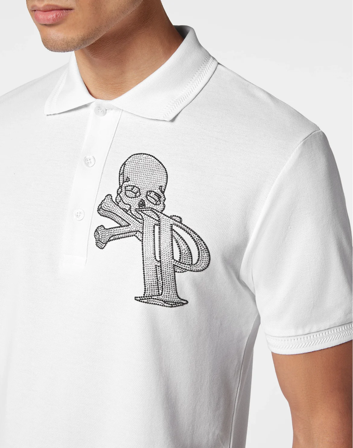 Piquet Polo with crystals Wire Frame, цвет: Белый