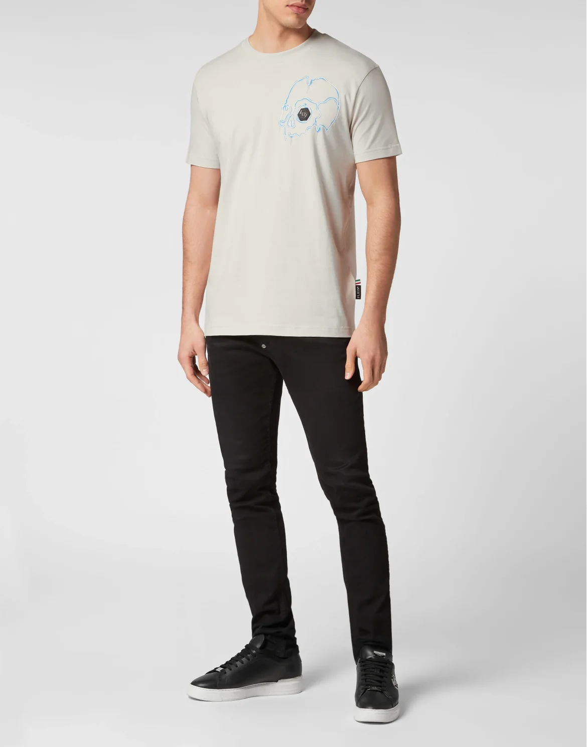 T-shirt Round Neck SS Dripping Skull, цвет: Бежевый