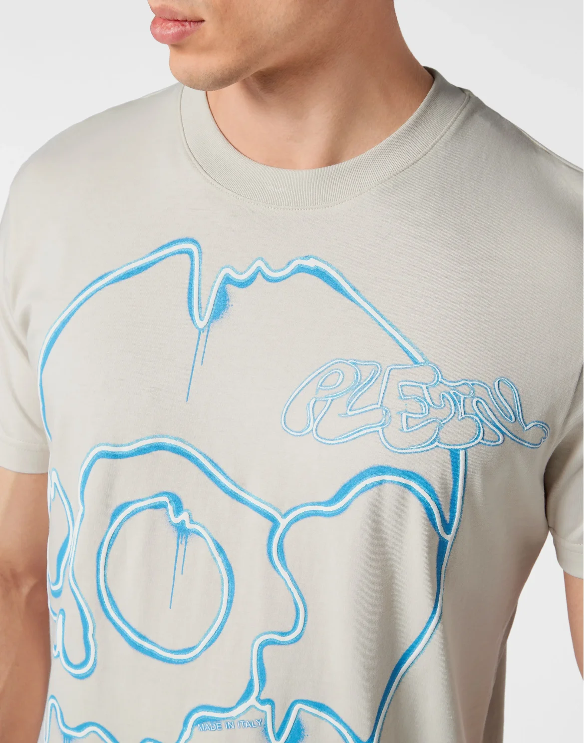 T-shirt Round Neck SS Dripping Skull, цвет: Бежевый