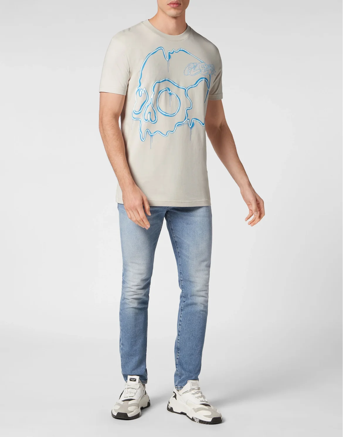 T-shirt Round Neck SS Dripping Skull, цвет: Бежевый