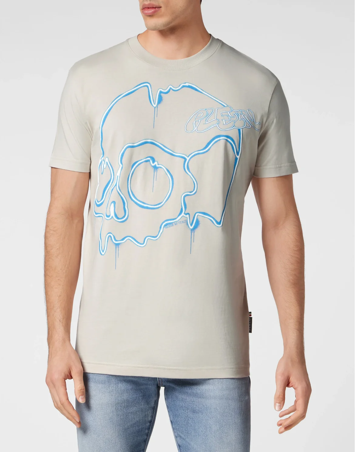 T-shirt Round Neck SS Dripping Skull, цвет: Бежевый