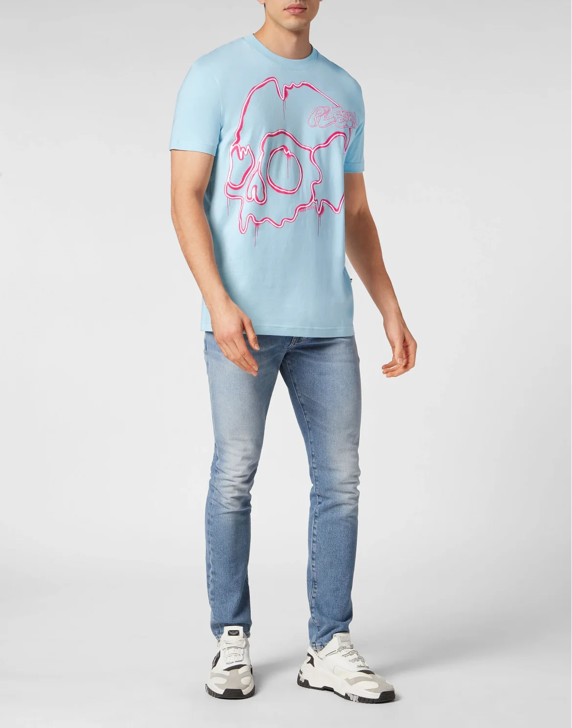 T-shirt Round Neck SS Dripping Skull, цвет: Голубой