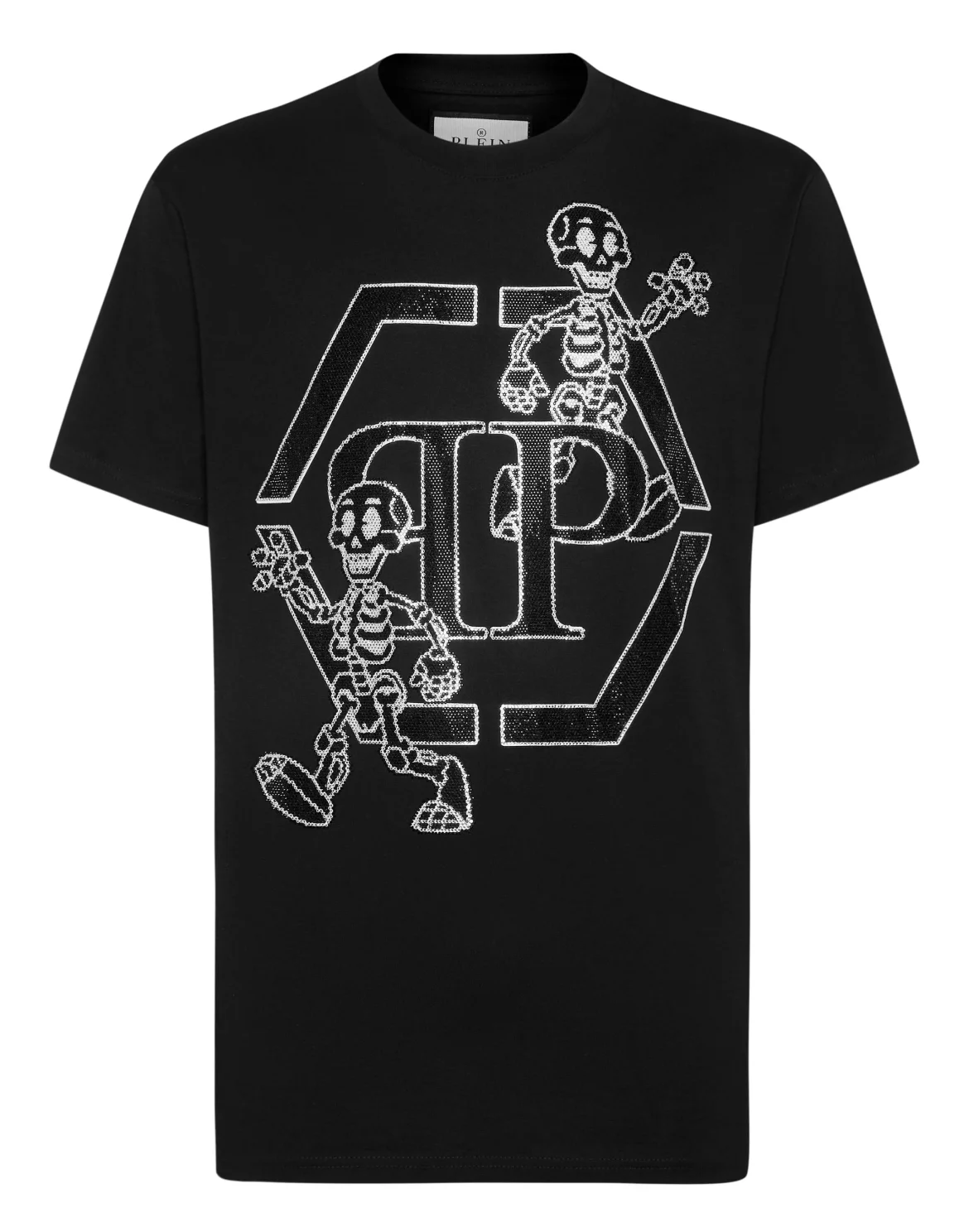 T-shirt Round Neck SS with stones Skeleton, цвет: Черный