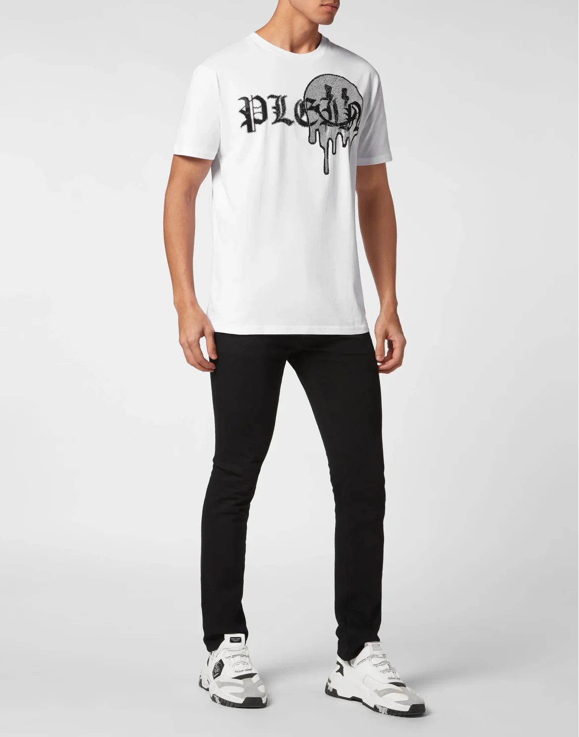 T-shirt Round Neck SS with stones Smile, цвет: Белый