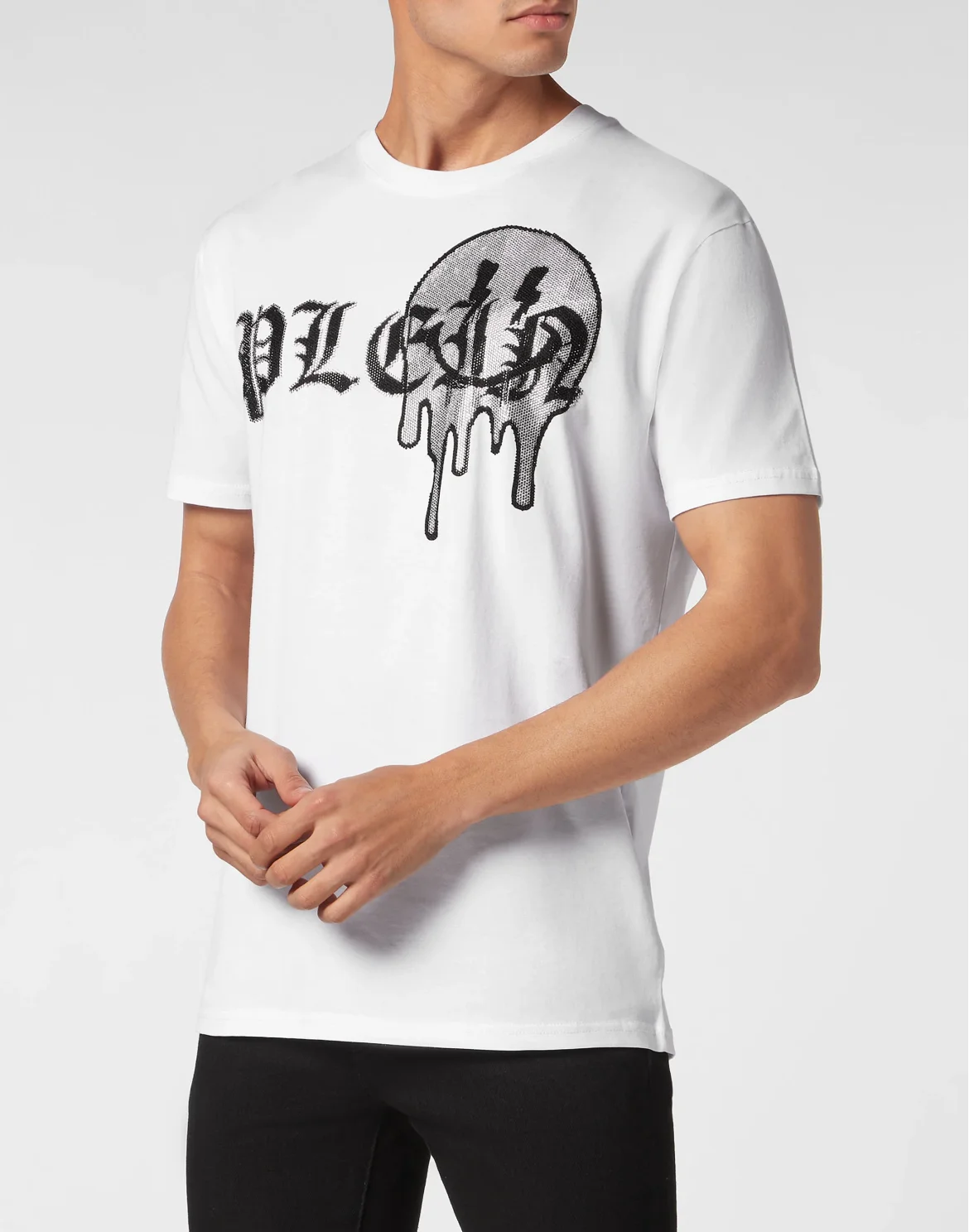 T-shirt Round Neck SS with stones Smile, цвет: Белый