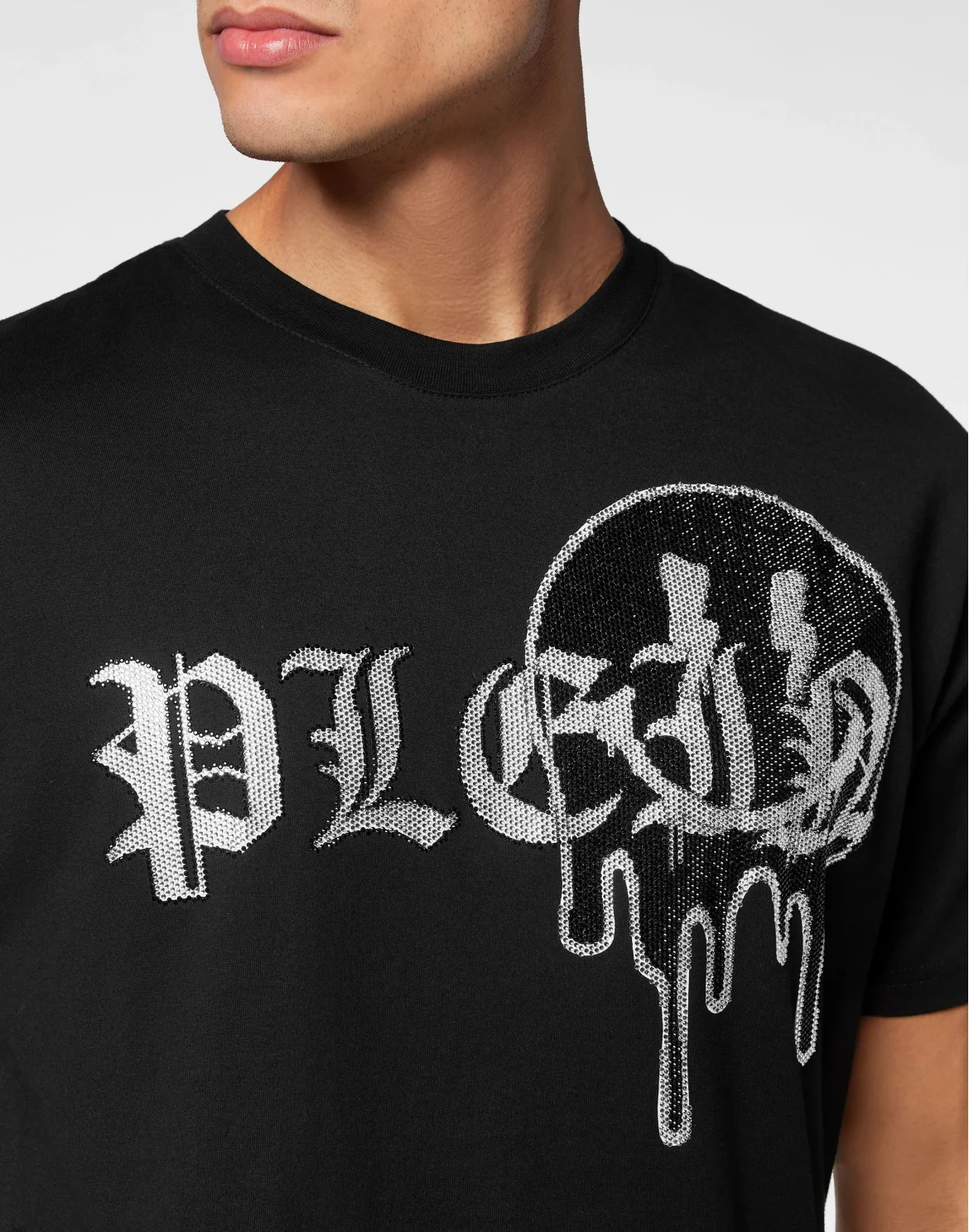 T-shirt Round Neck SS with stones Smile, цвет: Черный